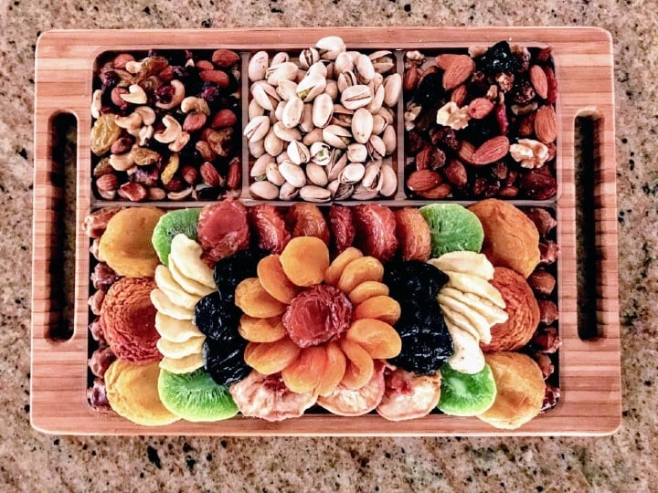 platter of dried fruit and nuts