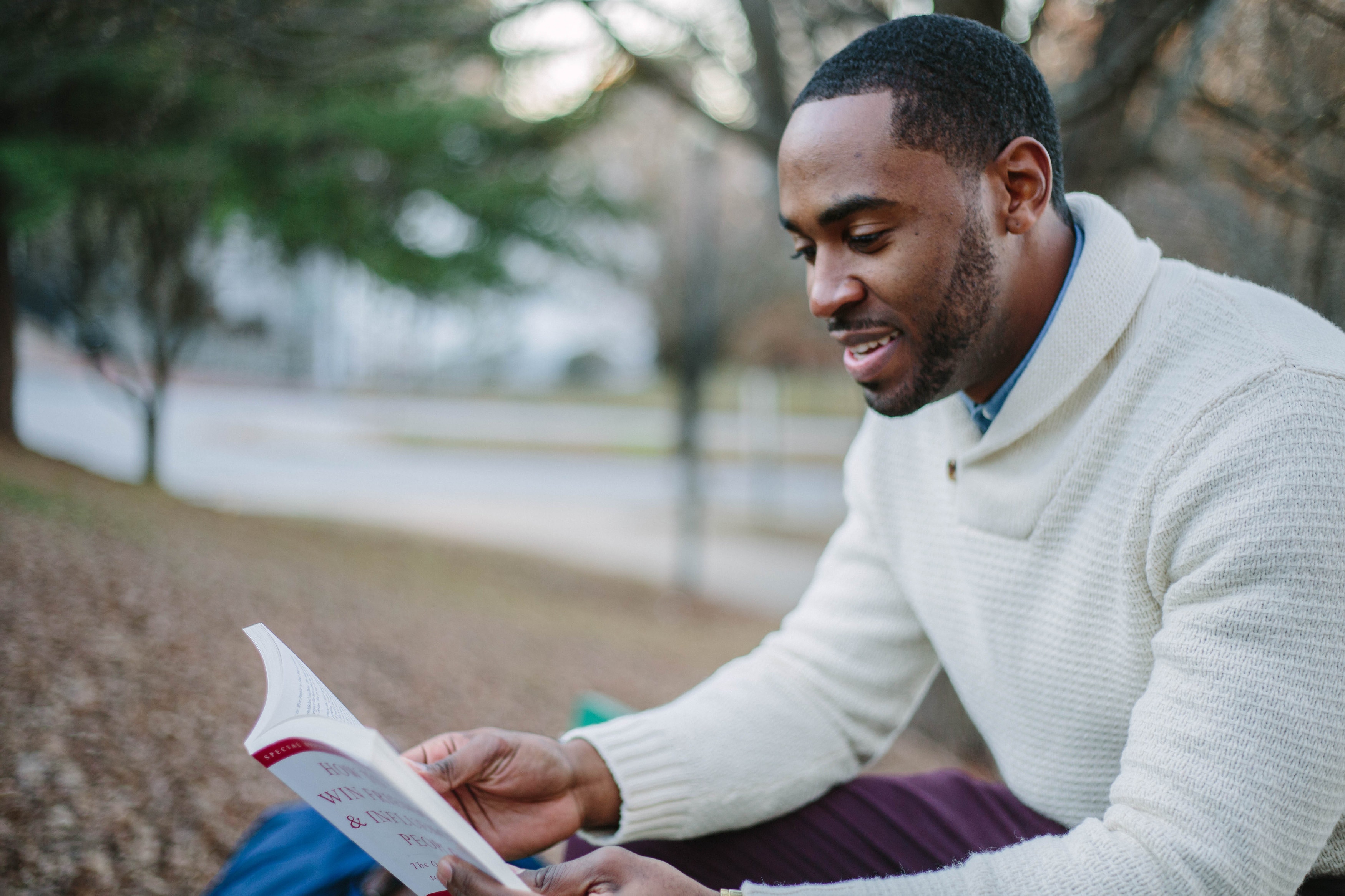 reading outdoors